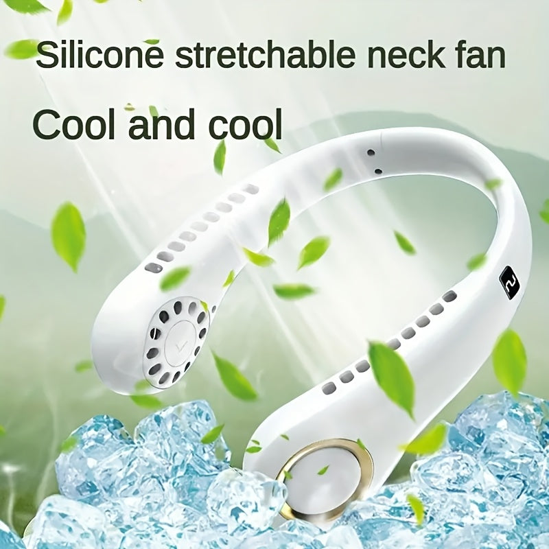 Portable Mini USB Fan Neckwear Adjustable Speed White Gold