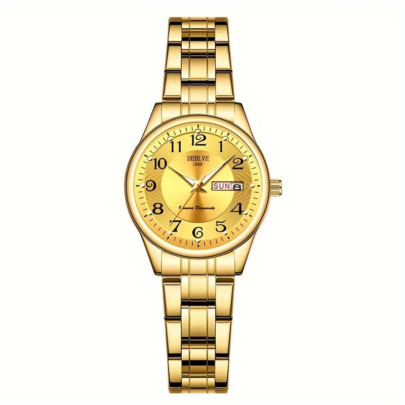 Women's Watch Ultra-Thin Steel Strap Quartz Luminous Week Calendar Light Luxury