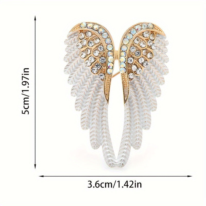 Christmas Angel Wings Brooches Set of 6 with Diamond Decor Stylish Jewelry Accessories