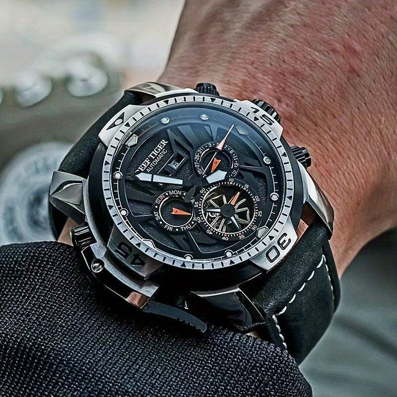 Men's Mechanical Watch Large Tourbillon Skeleton Business Classic Stainless Steel