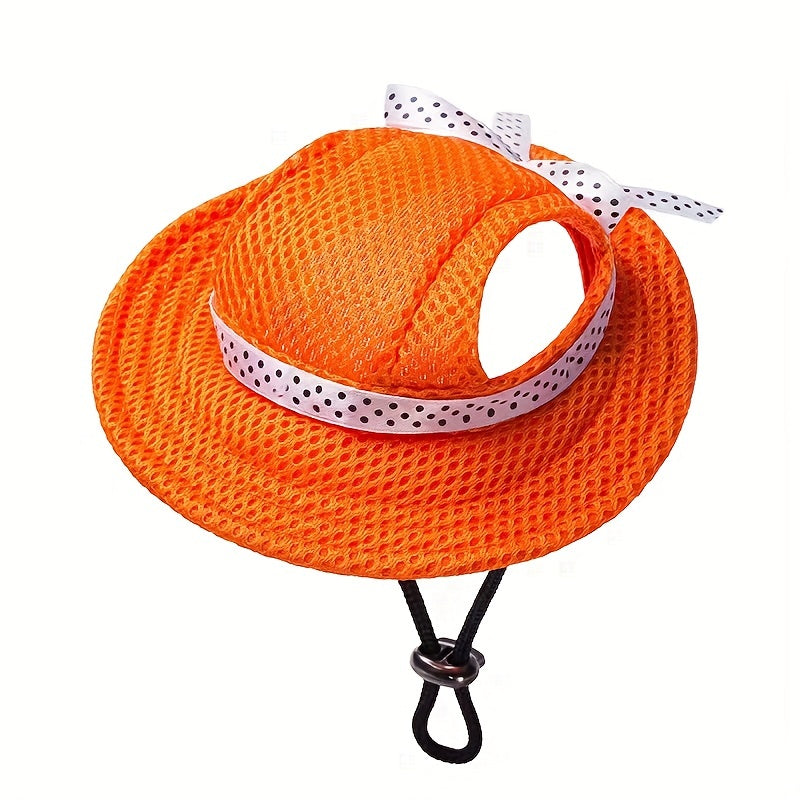 Dog Sun Hat Mesh Breathable Adjustable Snap Closure for Outdoor and Grooming