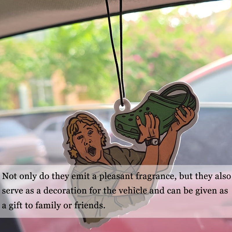 Funny Boy Holding Slippers Car Air Freshener Hanging Fragrance Card