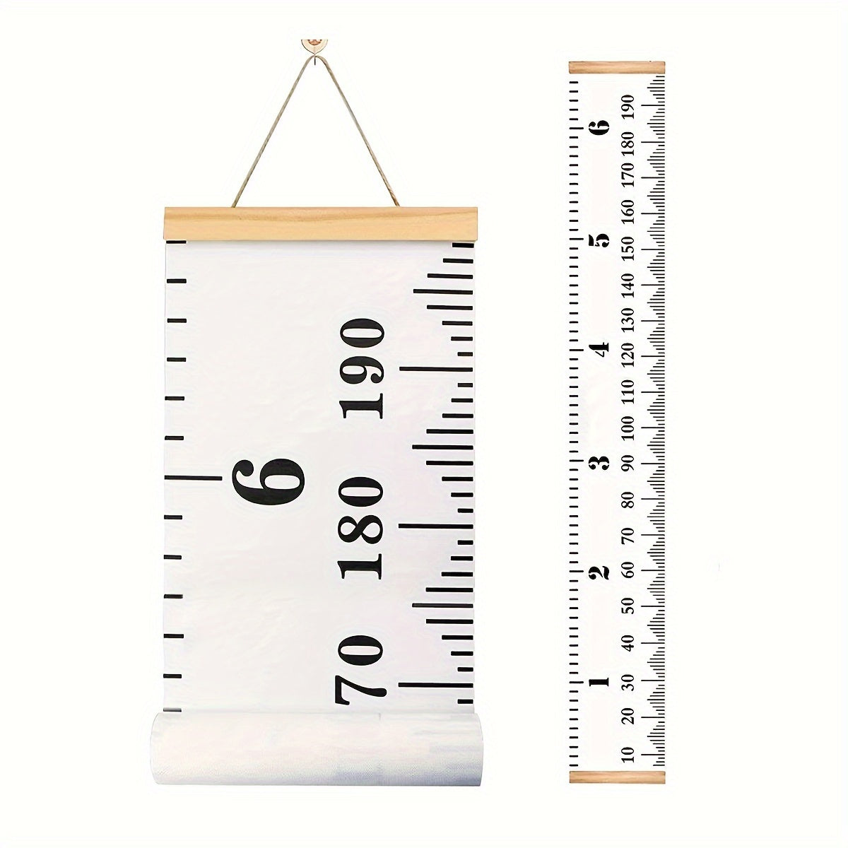 Black and White Feet Wall Art Decorative Hanging Painting with Height Ruler and Photography Tool 20x200cm