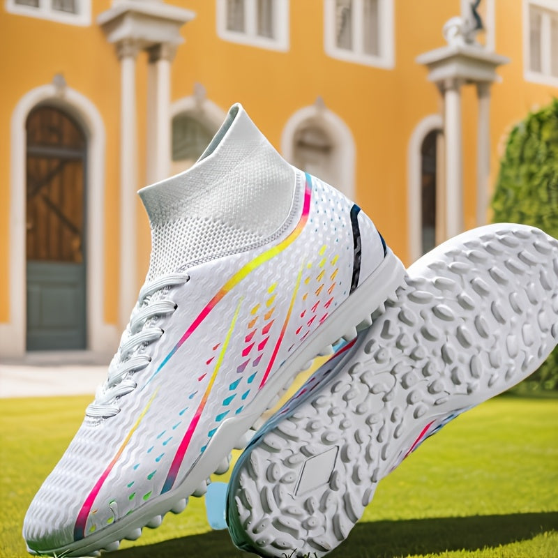 Men's Soccer Cleats Artificial Grass Outsole Lace-Up Faux Upper Rubber Sole