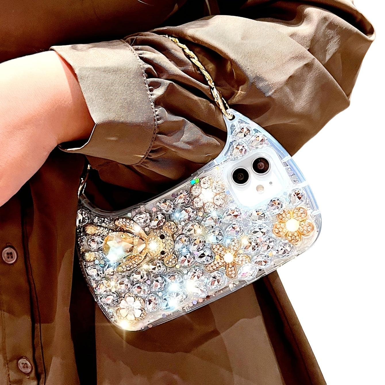 Luxury Transparent TPU Phone Case with Wrist Chain for iPhone Models