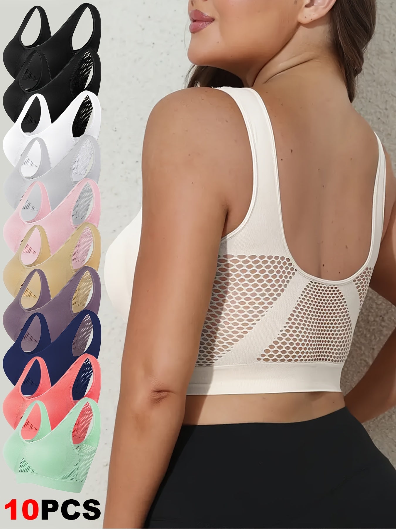 Plus Size Sports Bras Wire-Free Breathable Mesh Padded Yoga Running