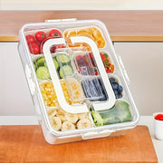 Stackable Snack Tray with Handle and Lid, 8 Compartments, BPA-Free Food Storage