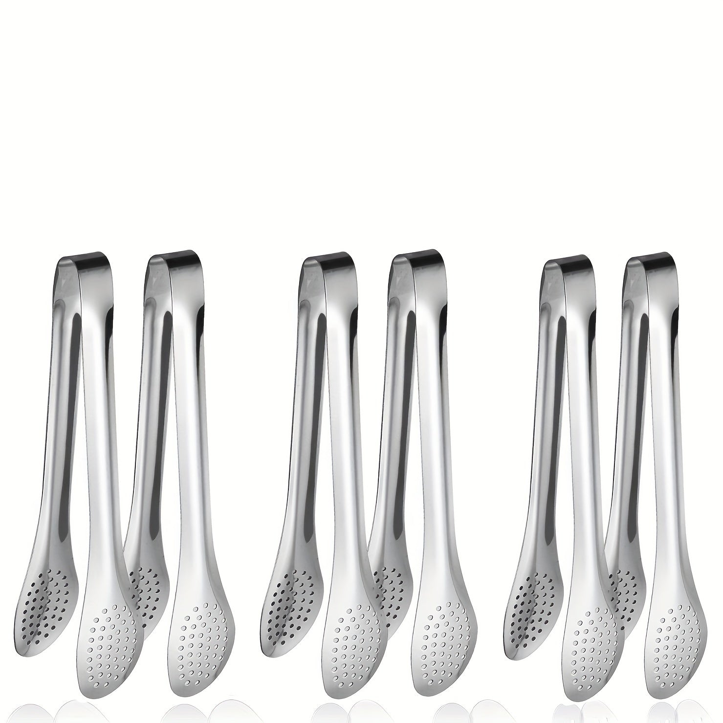Set of 6 Stainless Steel Buffet Tongs in 7, 9, and 12 Inches