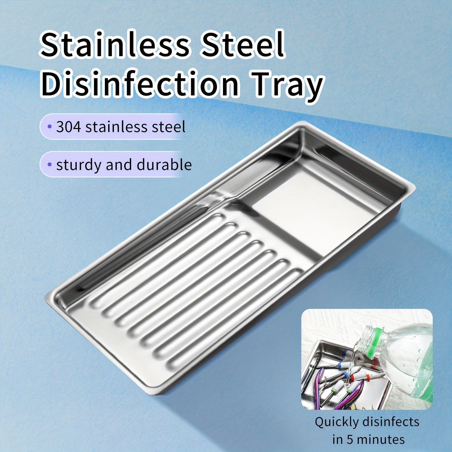 Stainless Steel Nail Tool Disinfection Tray High-Temperature Resistant Sterilizer for Cuticle Nippers and Nail Drill Bits