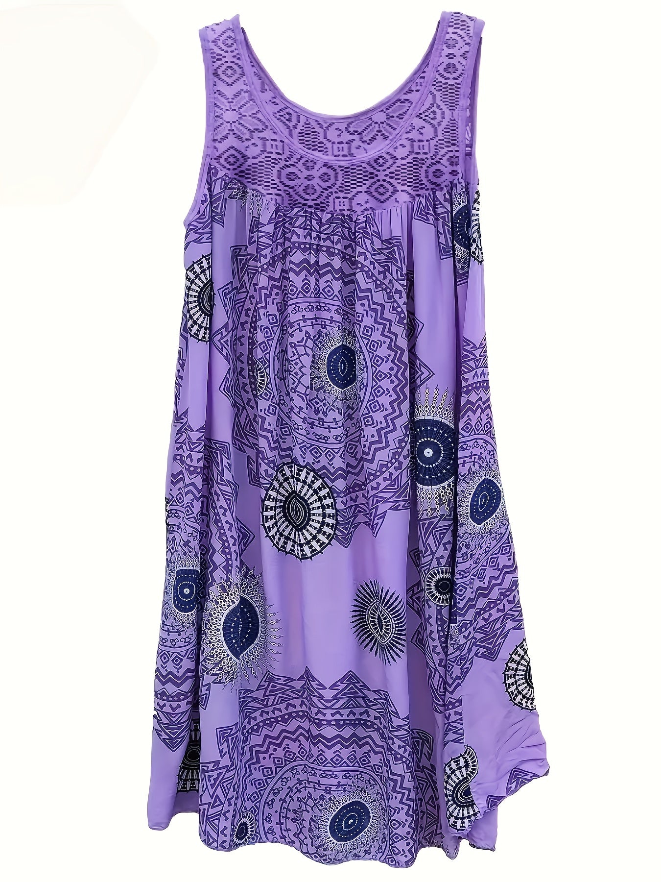 Plus Size Women's Sleeveless Nightgown Blue Purple Paisley Lounge Sleepwear
