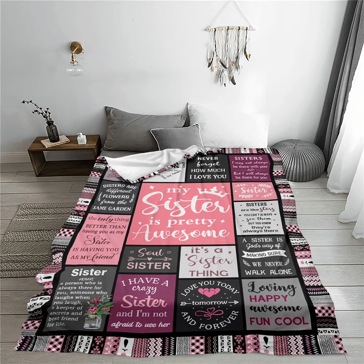 Personalized Sister Gift Blanket for Women Christmas Birthday