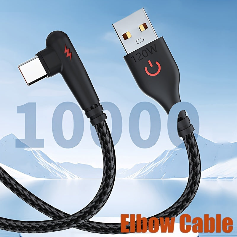 USB-C 90-Daraja Burchakli Kabel Tez Zaryadlash va Ma'lumot Uzatish uchun Samsung, Xiaomi, Redmi, Huawei va boshqalar. O'yin va Avtomobil zaryadlash uchun Telefon Zaryadlash Kabeli.