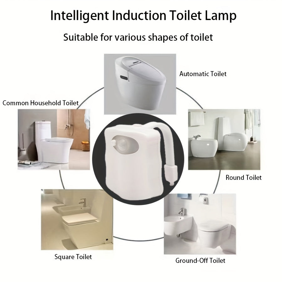 LED Toilet Night Light Motion-Activated 16 Color Wall Mount Battery Operated