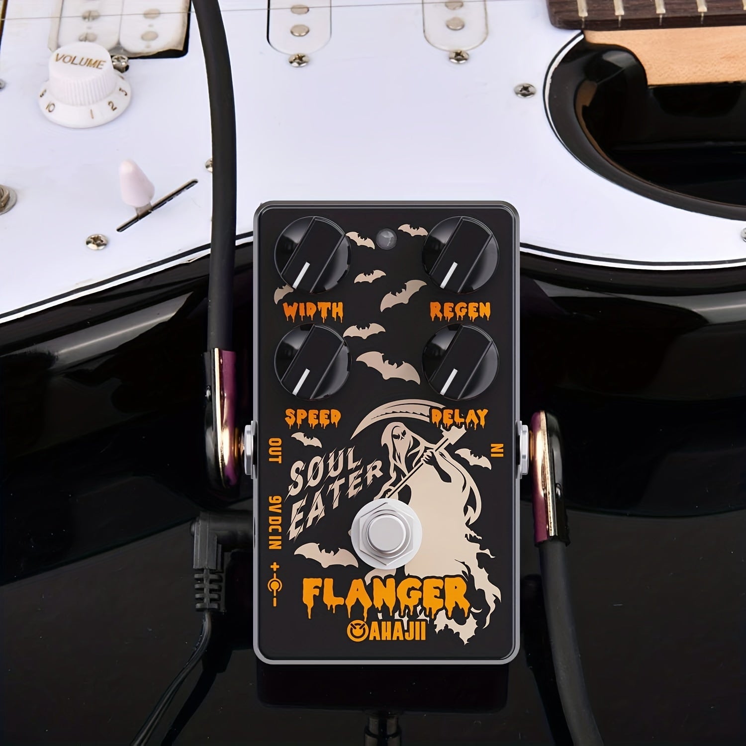 Alüminiy alloy qora Flanger gitara effekt pedali haqiqiy bypass analog signal
