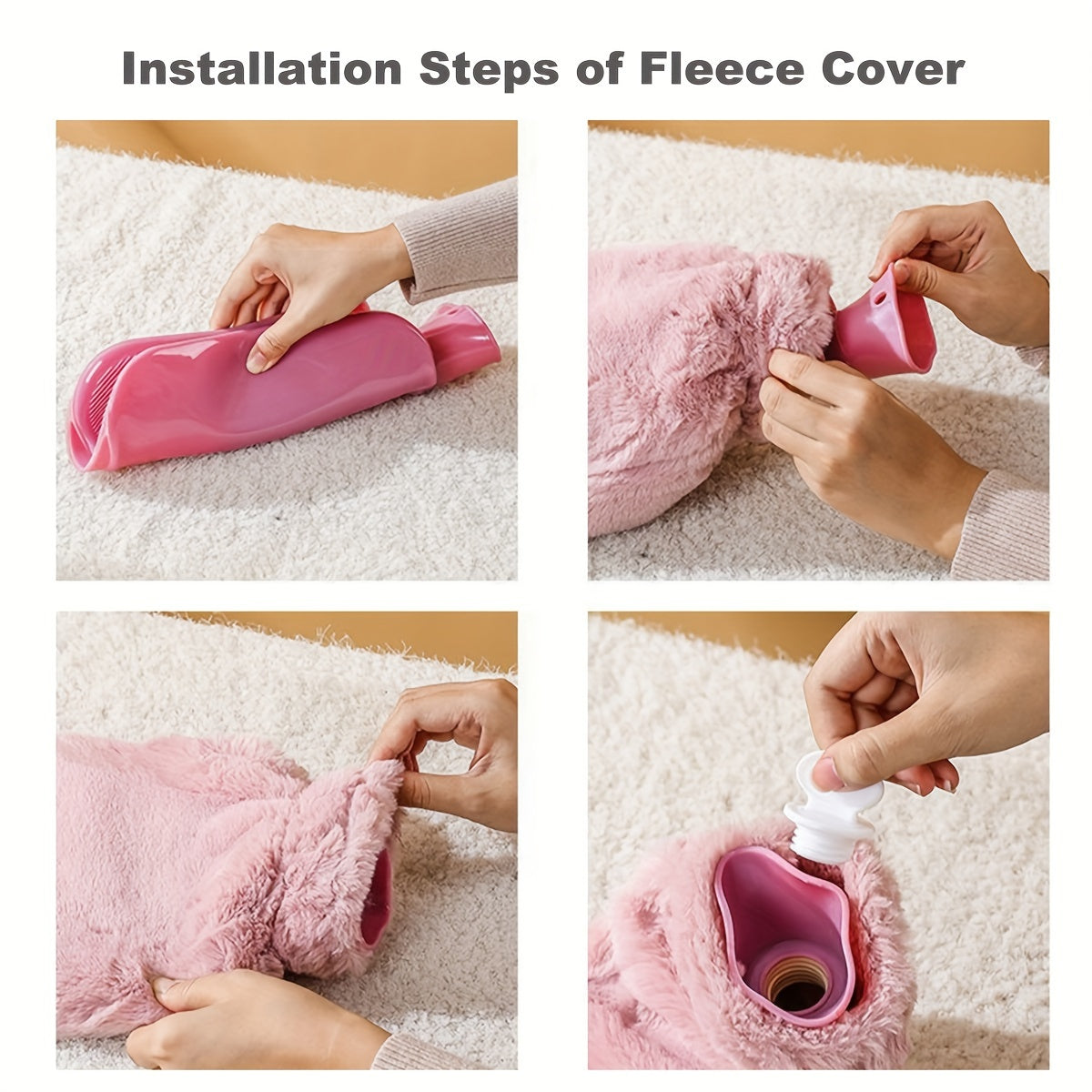 Large 1000ml Hot Water Bottle with Fleece Cover for Cozy Warmth