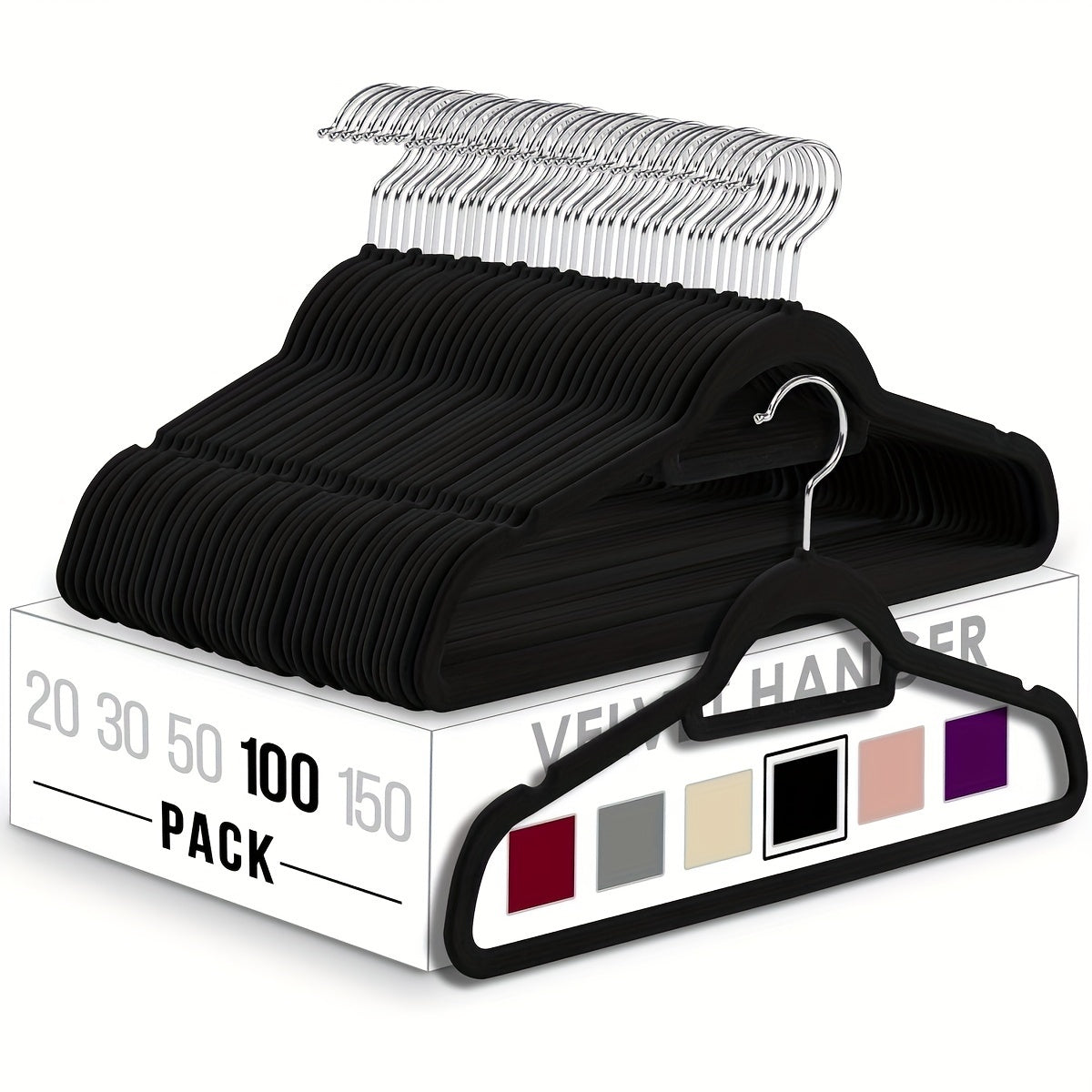 Висящие непомечающие вешалки для одежды комплектами по 30, 50 или 100 штук - идеально подходят для экономии пространства и организации одежды в спальне, ванной, офисе, прихожей, шкафу, гардеробе, доме или общежитии. Изготовлены из нескользящего пластика.
