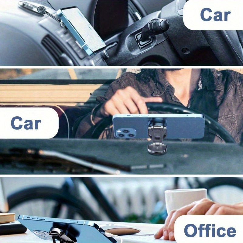 360-Degree Rotating Magnetic Car Dashboard Mount Zinc Alloy Adjustable Phone Holder with Memory Foam Wrist Rest