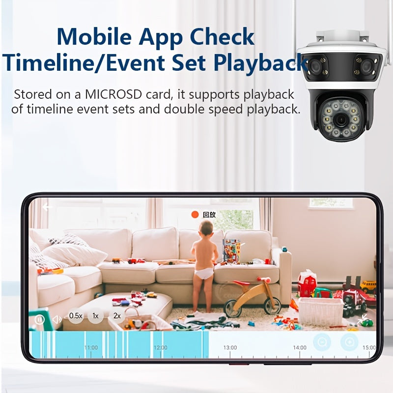 360° Pan Tilt Xavfsizlik Kamerasi Harakatni Aniqlash, Kechqurun Ko‘rish, Ikki Yo‘nalishda Audio, USB, Ichki va Tashqi