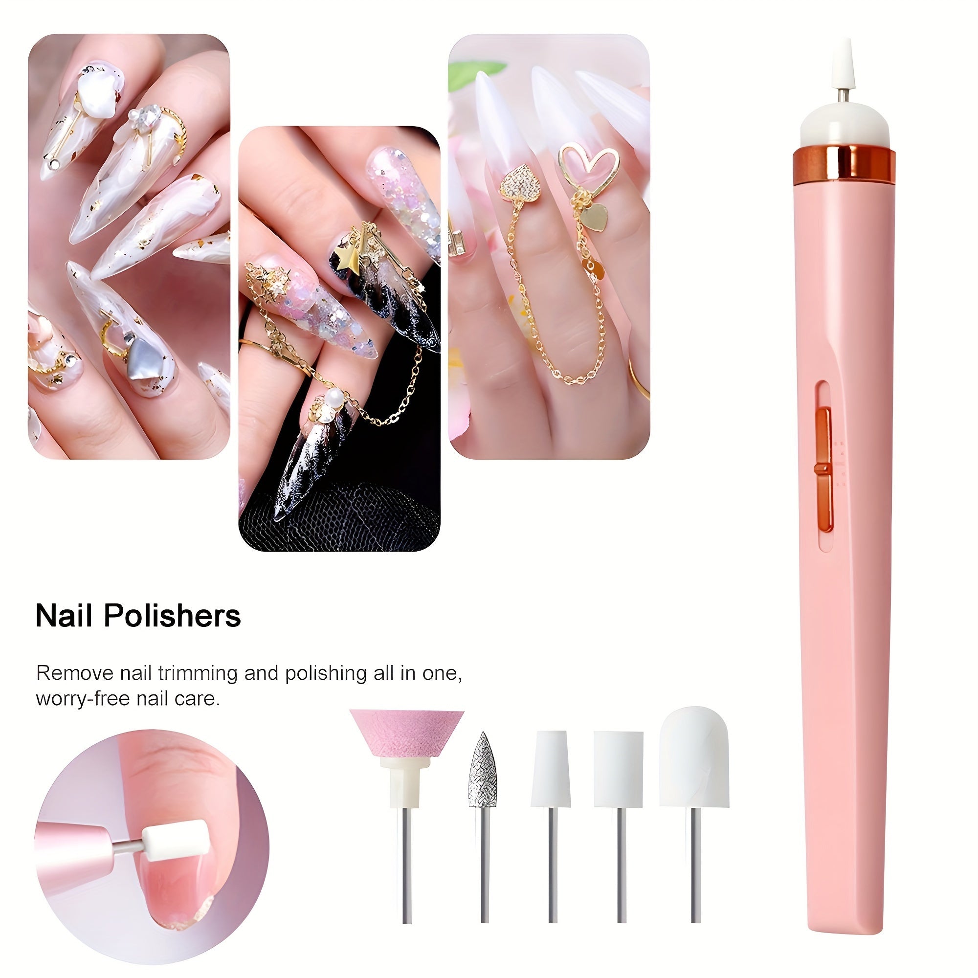 Electric Nail Drill USB Rechargeable Lithium Battery for Manicures and Pedicures