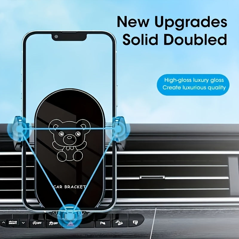 Car Phone Holder ABS Material Cute Bear Cartoon Dashboard Air Vent Mount