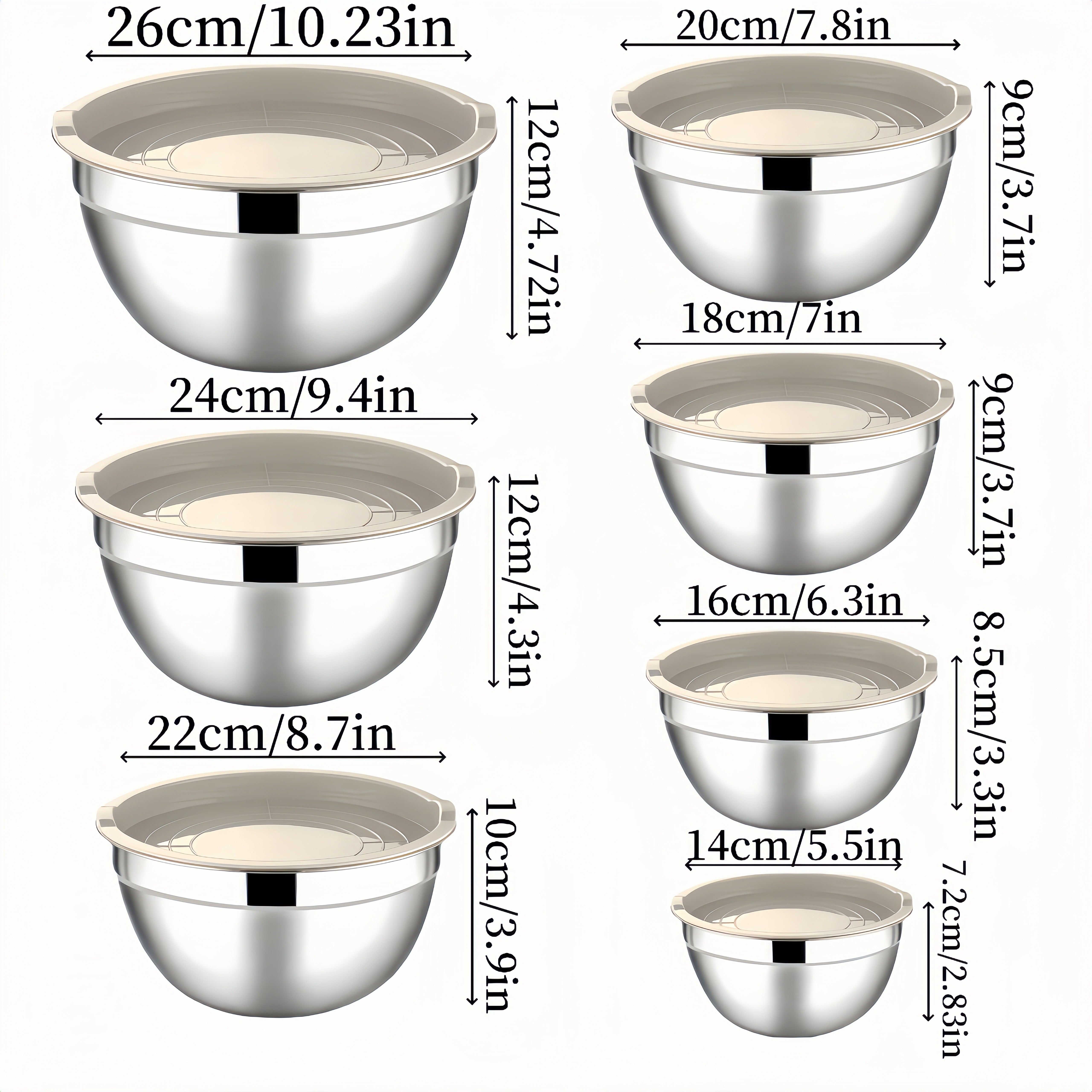 Juego de 14 cuencos de acero inoxidable con tapas selladas para almacenamiento de alimentos y preparación de comidas