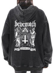 Women's Vintage Distressed Hoodie Long Sleeve Casual Pullover