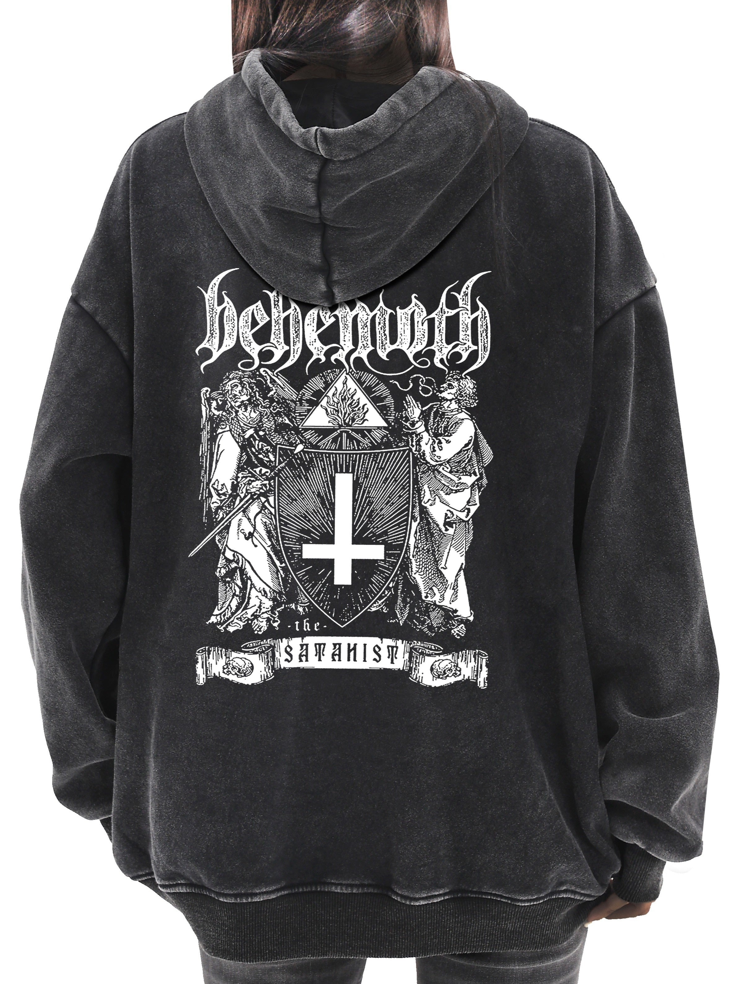 Women's Vintage Distressed Hoodie Long Sleeve Casual Pullover