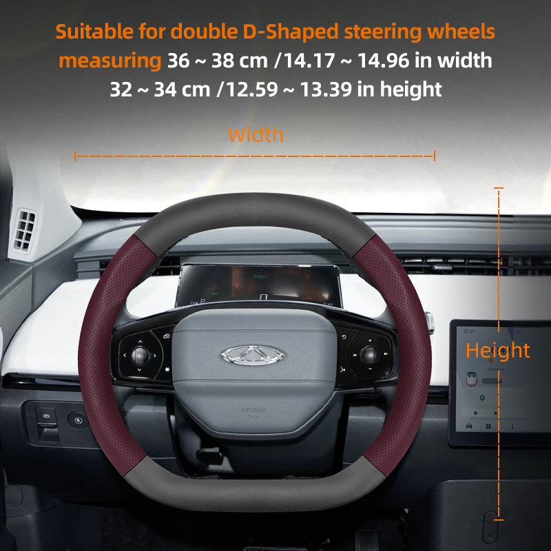 Leather Steering Wheel Cover Carbon Fiber Textured Breathable Black Burgundy Mocha Orange