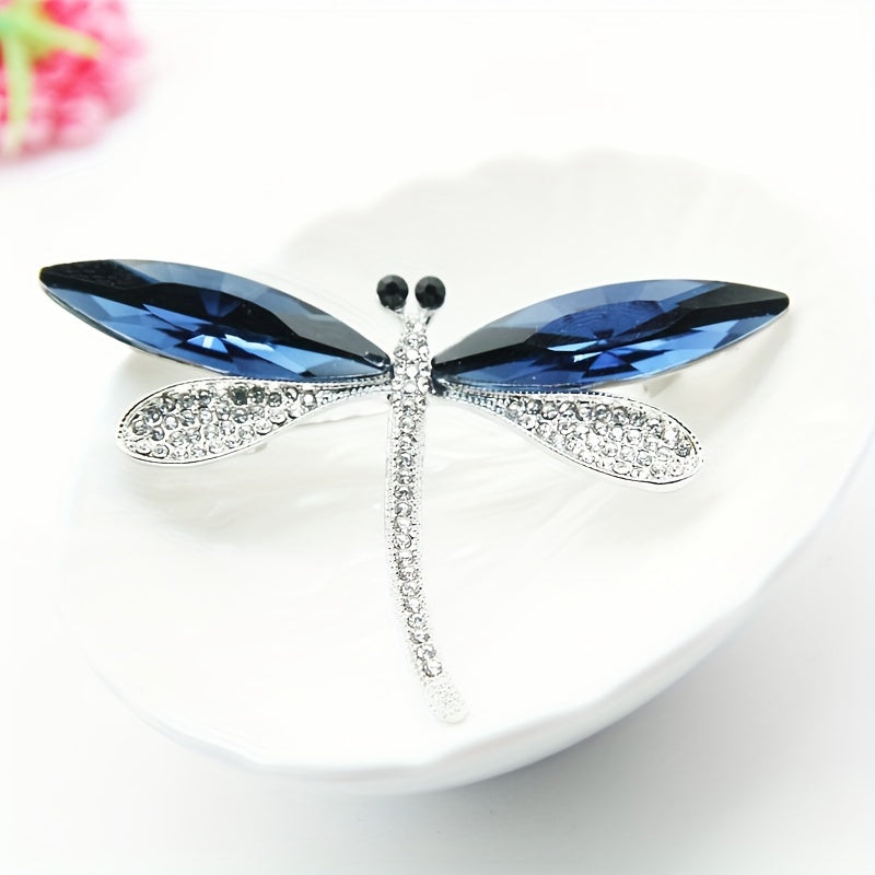 Ayollar uchun Koʻk Kristal Shisha Broshli Elegant Tugma Pendenti Zargarlik