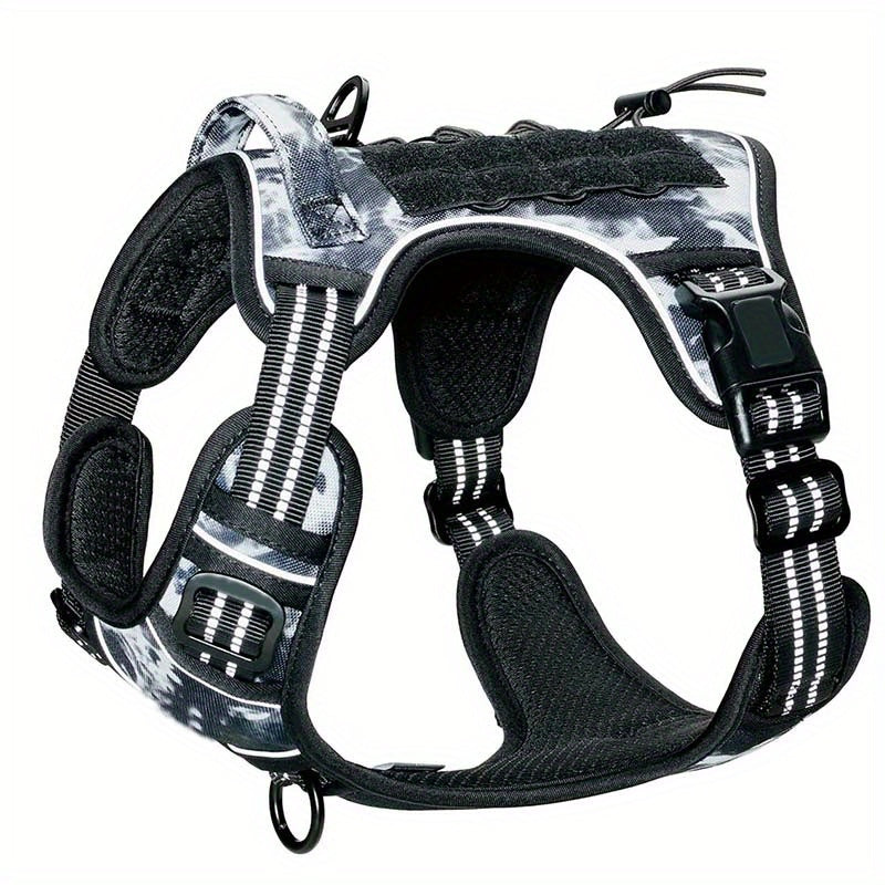 Adjustable Large Dog Harness Reflective Camouflage Polyester Training Control