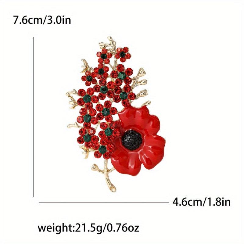 Women’s Christmas Brooch Enamel Pin with Red and Green Accents Irregular Shape