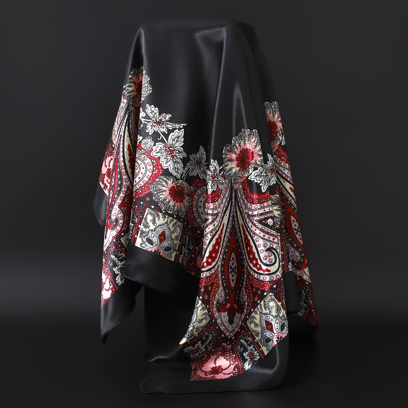 Unisex 90x90cm Polyester Printed Square Scarf Windproof Sun Protection Shawl for All Seasons