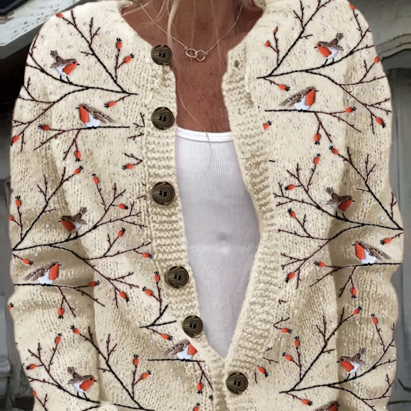 Женский кардиган больших размеров с принтом птиц, легкий, из полиэстера, с длинными рукавами