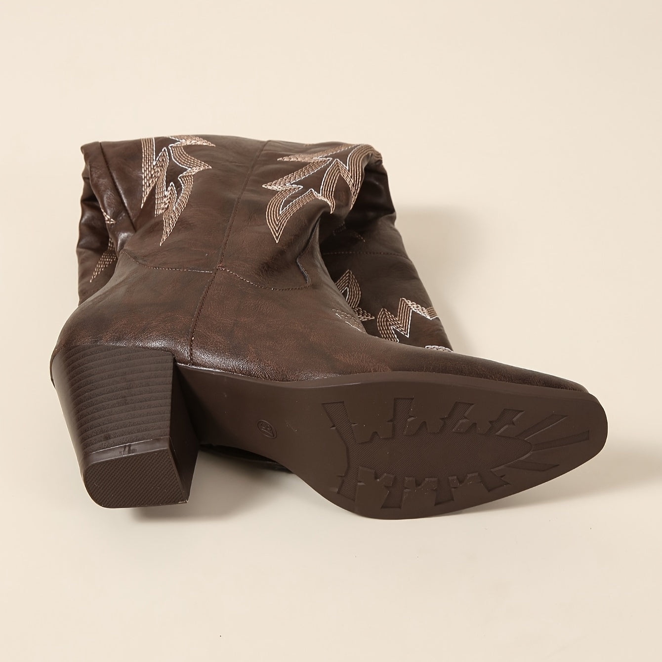 Women's Brown Faux Leather Over-the-Knee Western Boots with Zipper