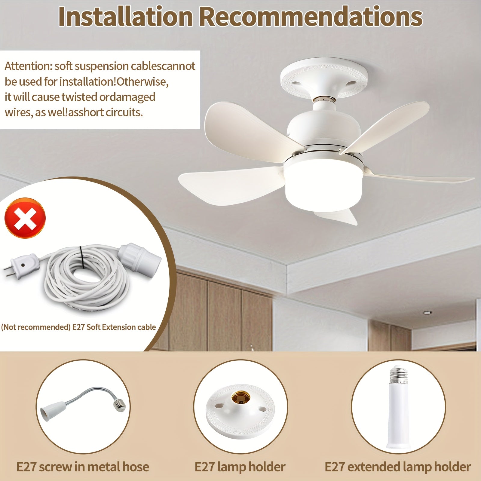 3 tezlik, xotira va taymer funksiyalari bilan boshqariladigan, shovqinsiz ishlash, turli xonalar uchun mos bo'lgan, batareya talab qilmaydigan 1 ta E26/E27 vintli changyutgichli osma fan, masofadan boshqarish bilan, sozlamalar bilan dimmer.