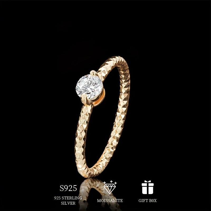 Обручальное кольцо из стерлингового серебра с моссанитом и дизайном «соты» с сертификатом