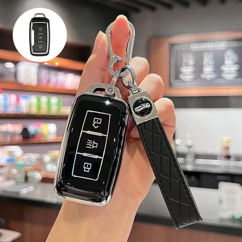 Car Key Fob Cover TPU Scratch-Resistant Black with Keychain for Vehicles