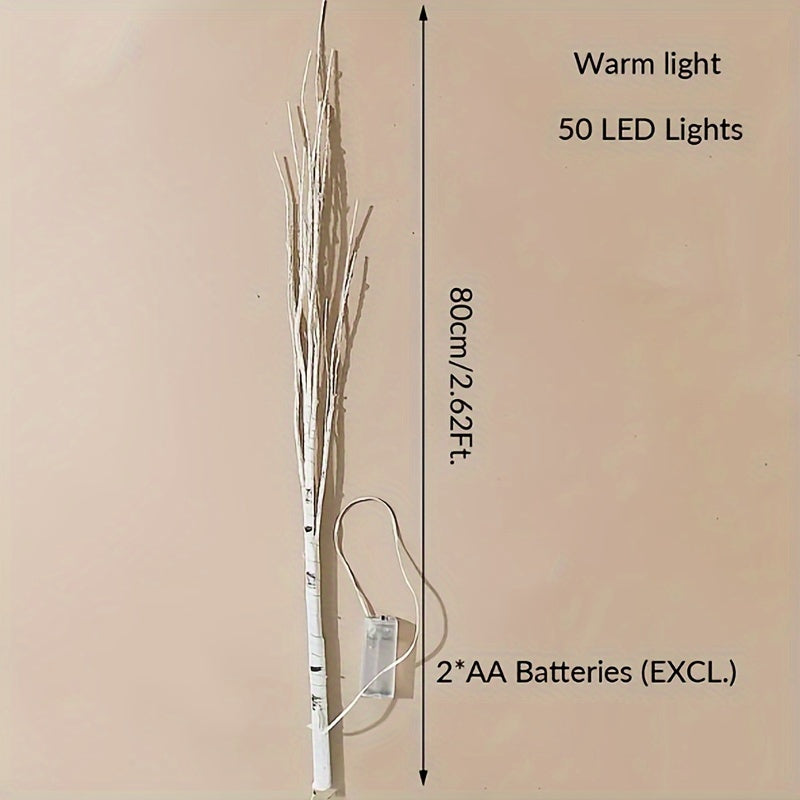 Fairy Light String with Birch Branches 78.74cm 50 LED Battery Operated for Home Decor Holidays Parties