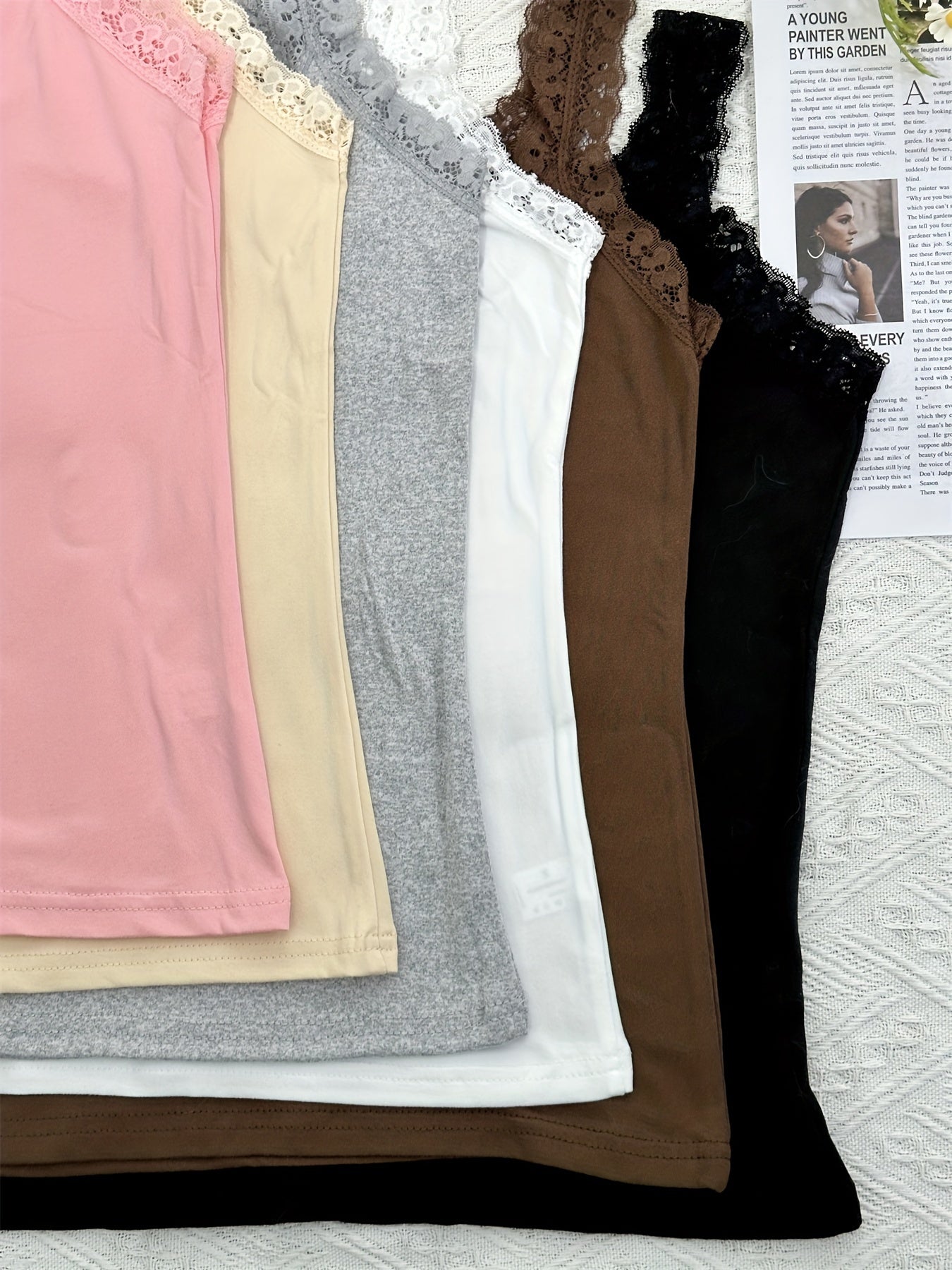 Women's Plus Size Lace Edge Camisole Vest Sleeveless Shirt for Casual Wear