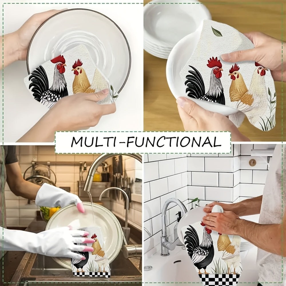2 штуки ультрамягких кухонных полотенец с ручной росписью кур и травы, идеально подходящих для праздничного декора. Эти высокоабсорбирующие кухонные полотенца можно стирать в машине, их размер 16x24 дюйма. Номер товара: 2KYSYS1225199.