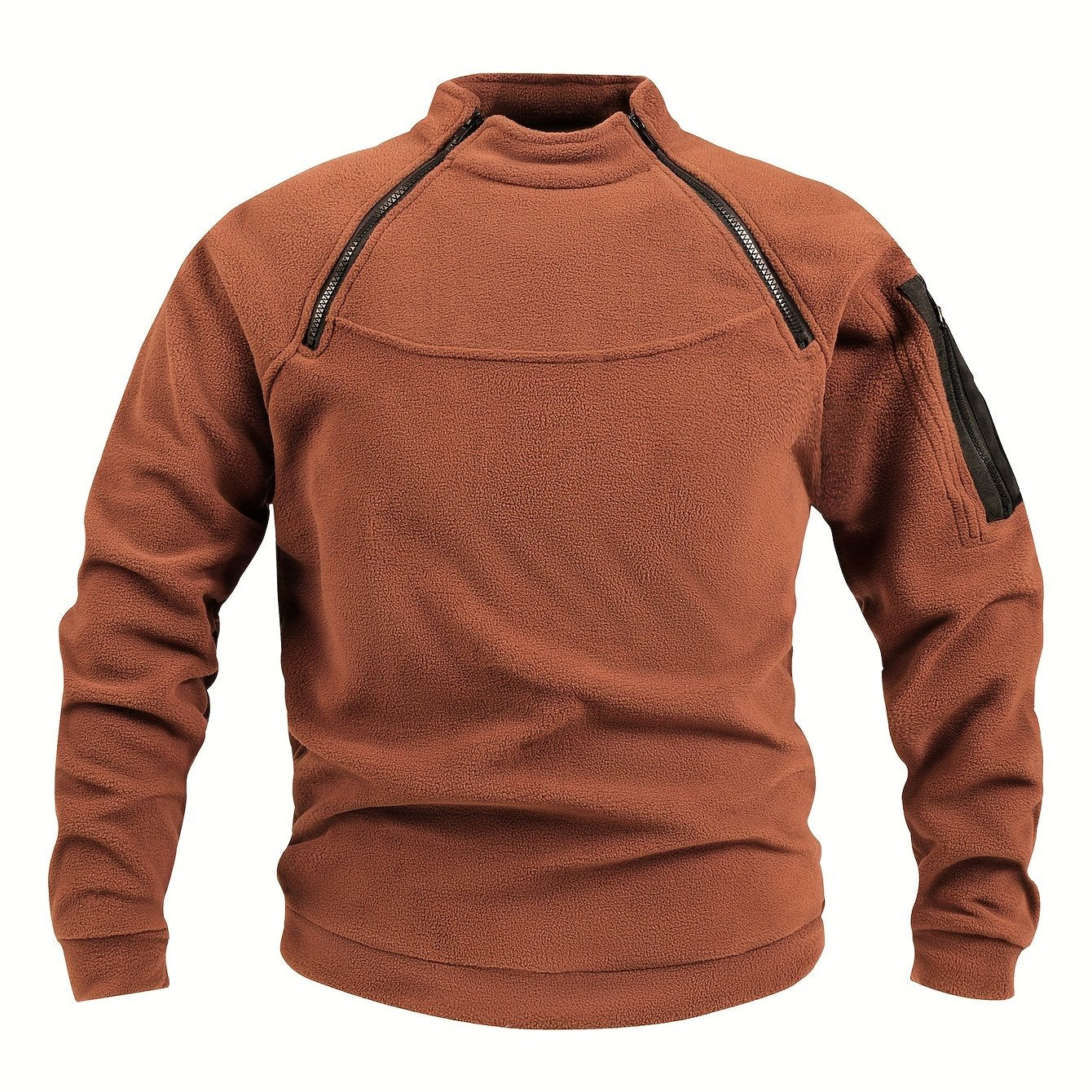 Men's Polyester Fleece Hoodie Zipper Stand Collar Solid Color Spring Fall Casual