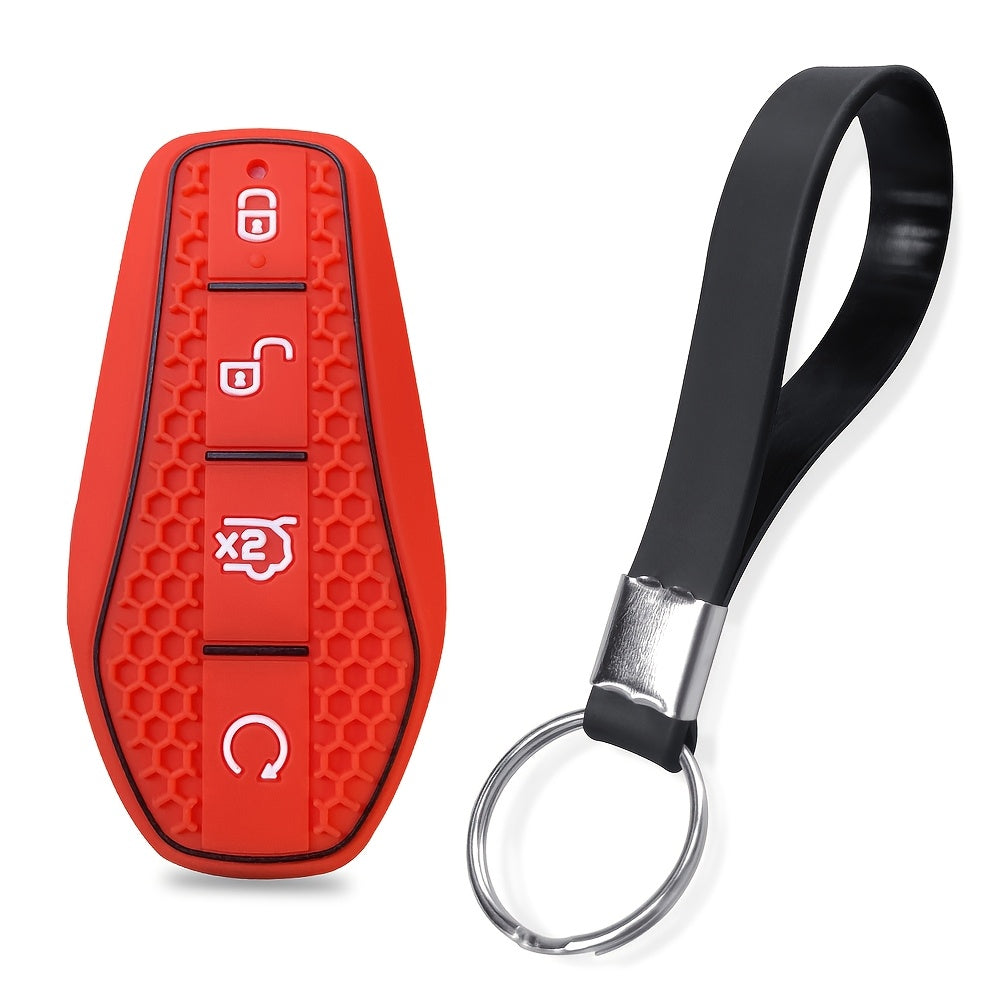 Silicone Car Remote Cover For EV Key Fob With Keychain Accessory