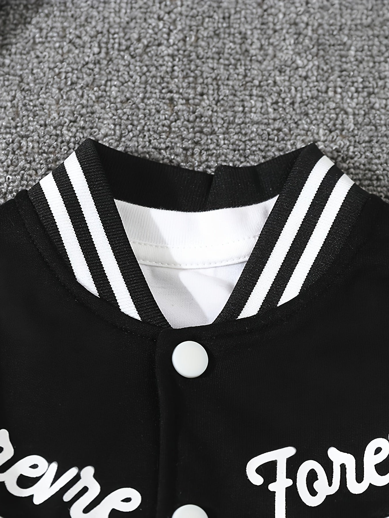 Boys Long Sleeve Varsity Baseball Jacket with Letter Graphic and Color Block Design