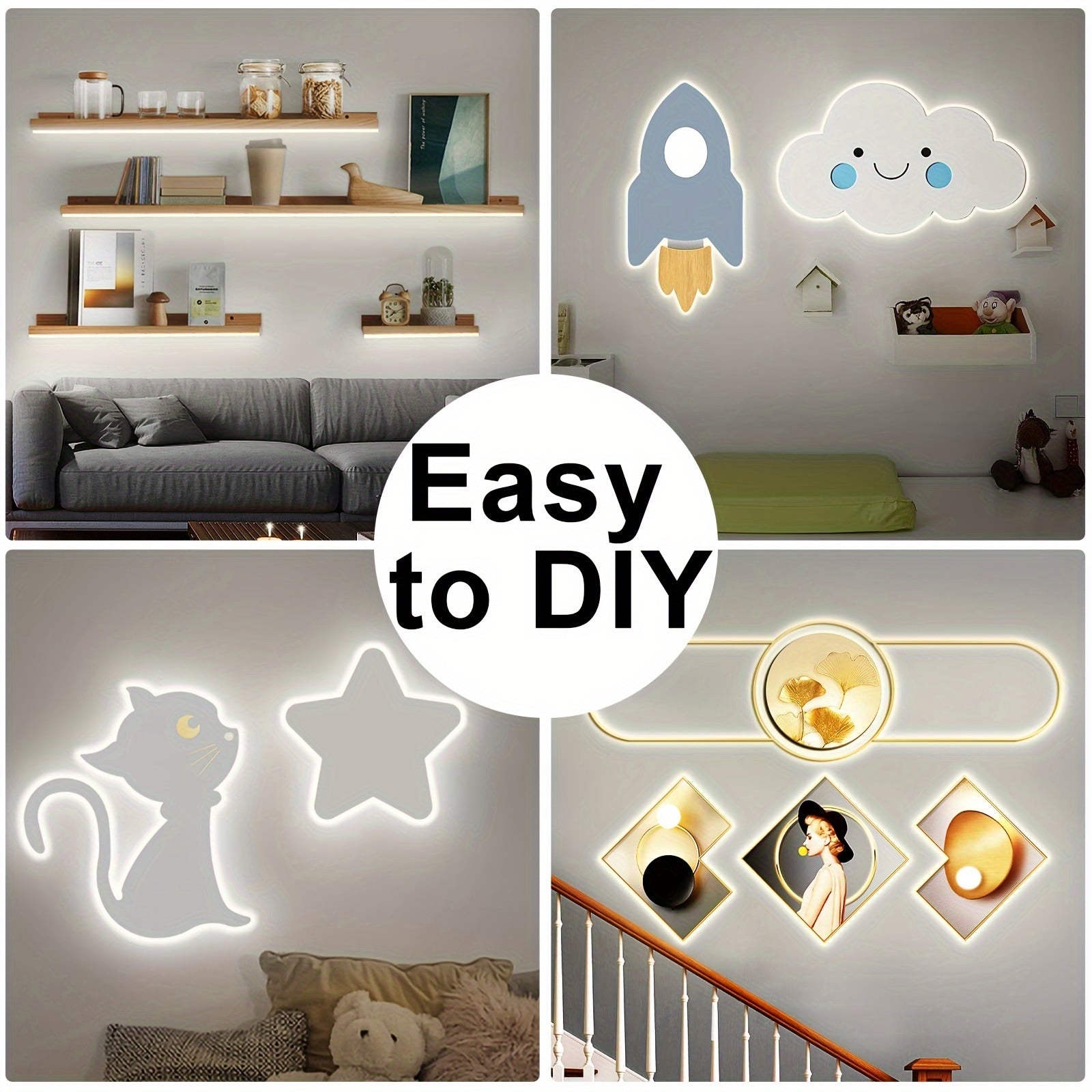 USB Powered COB LED Strip Light Flexible Tape Warm White White Bright for Home Kitchen Bedroom Garage TV Wall