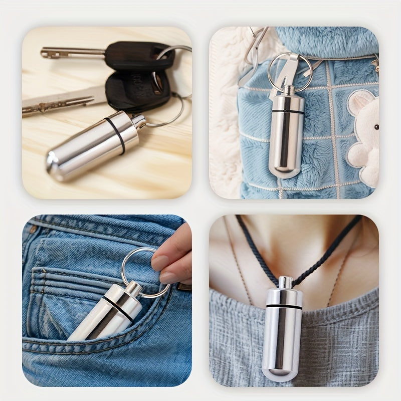Portable Aluminum Pill Container Keychain Waterproof Small Travel Case