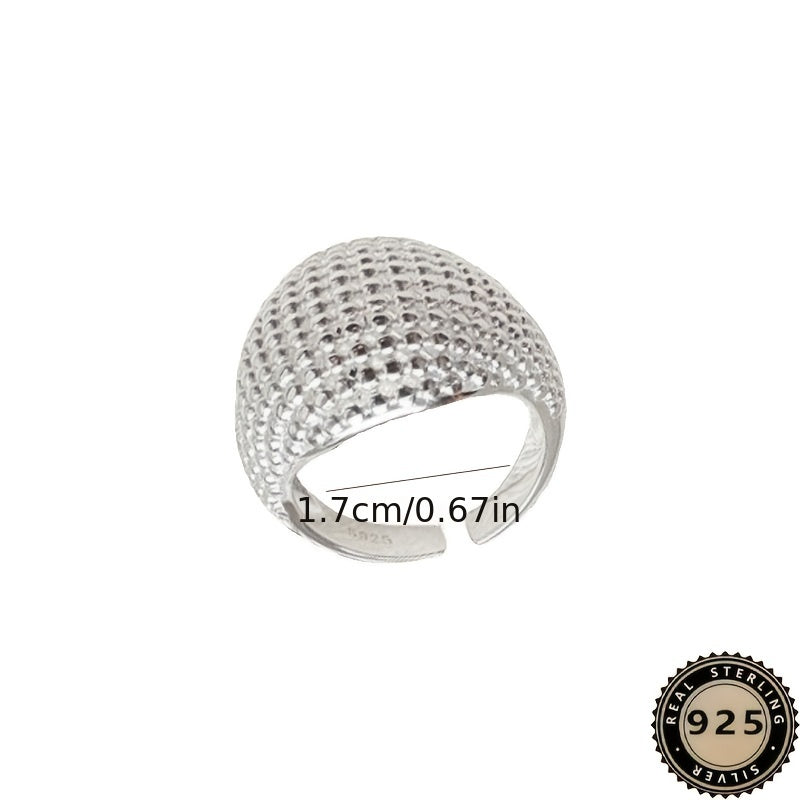 925 Silver Hollow Ball Ring Adjustable Open Design Elegant Sexy Casual Gift