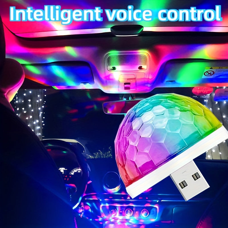 Aqlli ovoz bilan boshqariladigan diskoteka to'pi - Android va iPhone uchun portativ USB partiya chiroqlari, zamonaviy plastik stol lampasi yuqoriga yo'naltirilgan yoritish bilan, har qanday xona uchun bayramona muhit.