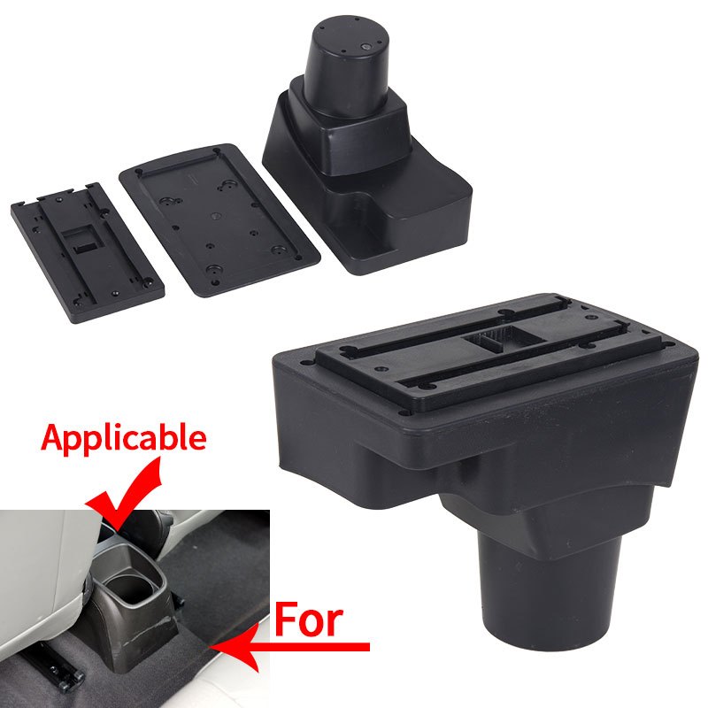 Car Interior Armrest Storage Box for Sedan Leather Black 2011–2020