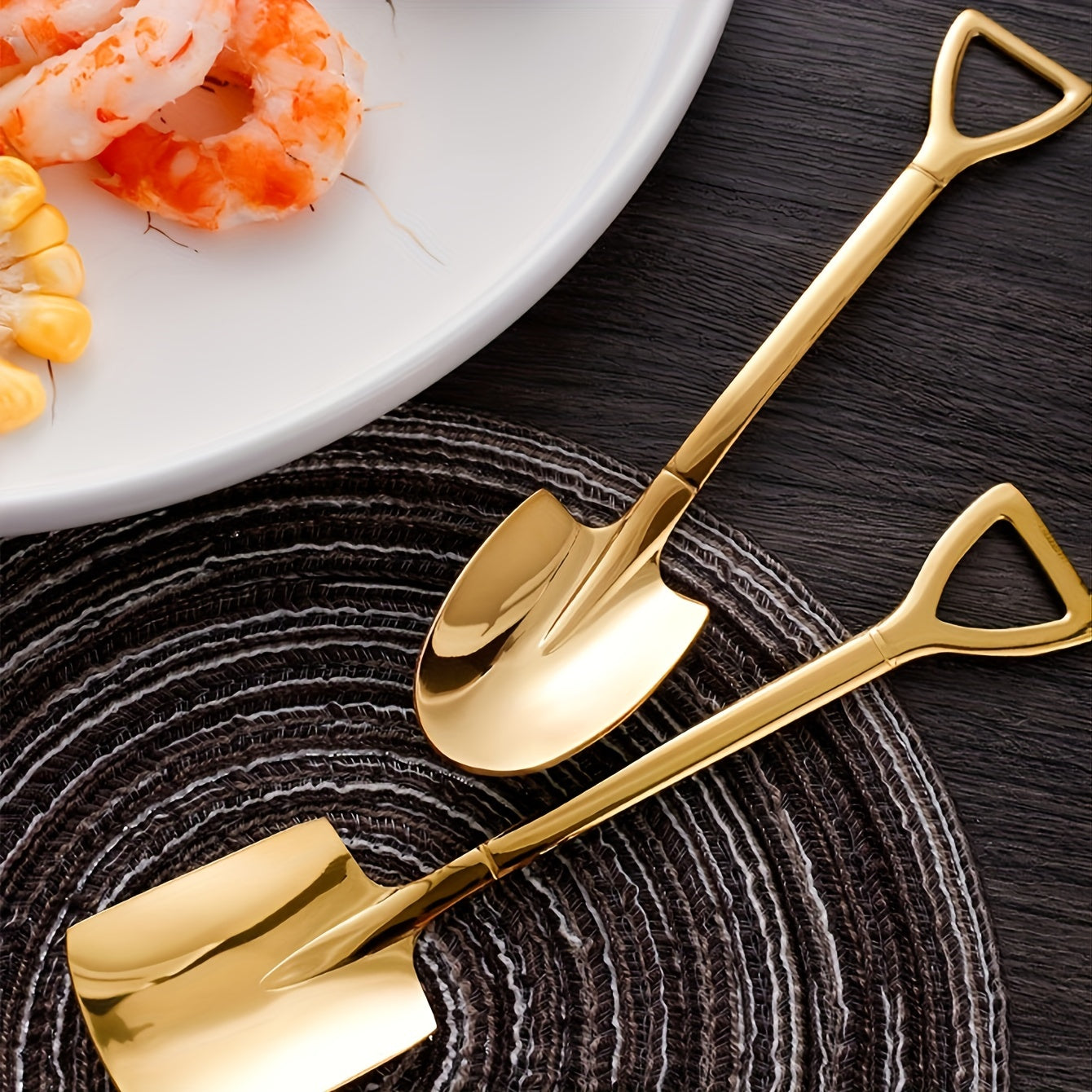 Stainless Steel Dessert Spoon Set with Shovel Design for Home Restaurant Hotel