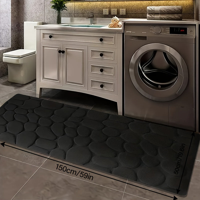 Alfombra de baño de espuma viscoelástica con relieve de piedra, antideslizante, suave, absorbente y lavable